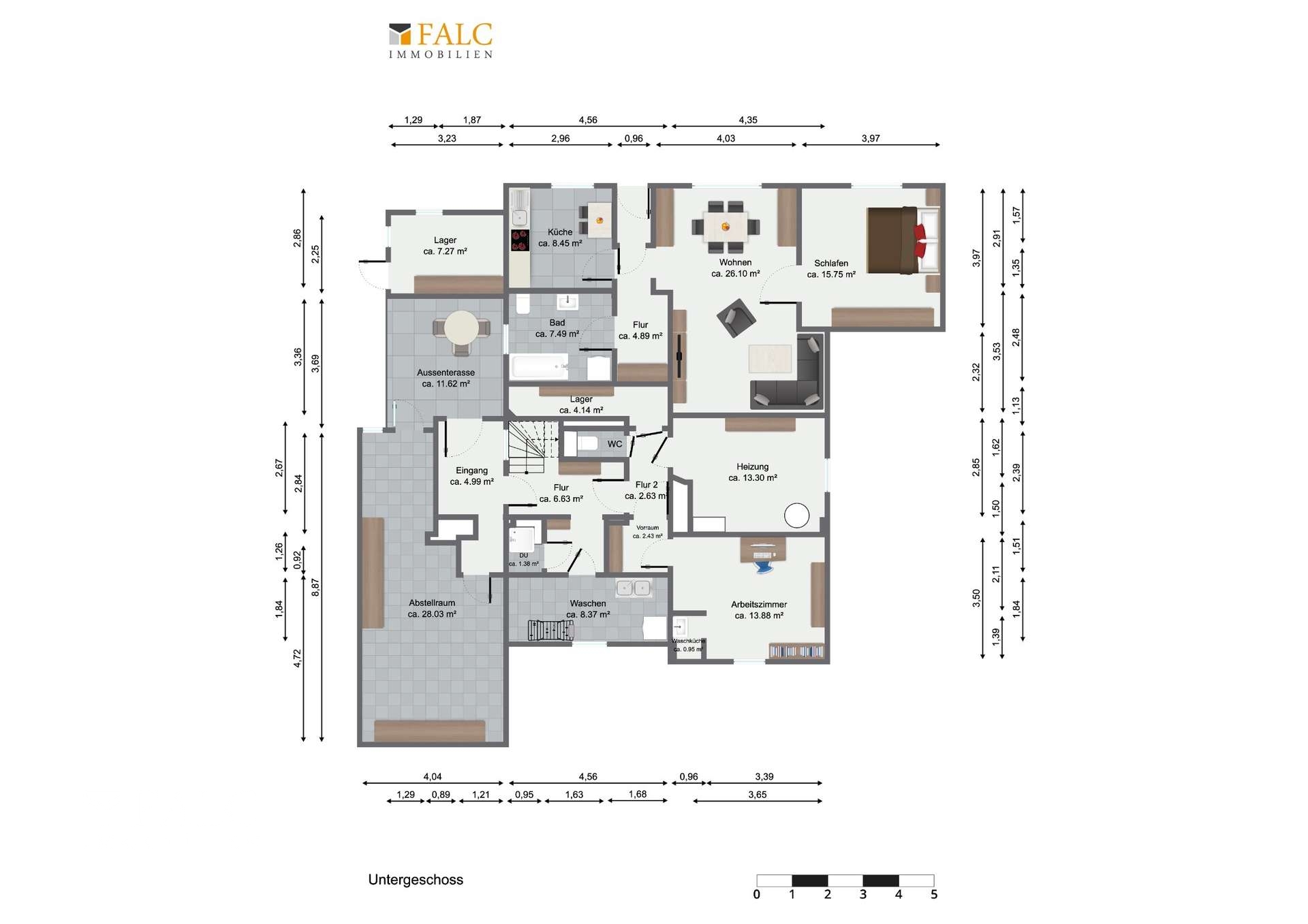 Grundriss Souterrainwohnung und Keller